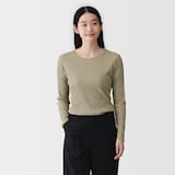 婦人　なめらかリブ編みクルーネック長袖Ｔシャツ
