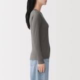 婦人　なめらかリブ編みクルーネック長袖Ｔシャツ