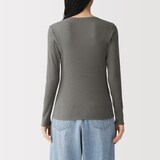 婦人　なめらかリブ編みクルーネック長袖Ｔシャツ