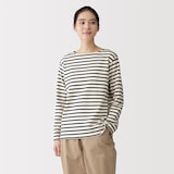 婦人　太番手ボートネック長袖Ｔシャツ