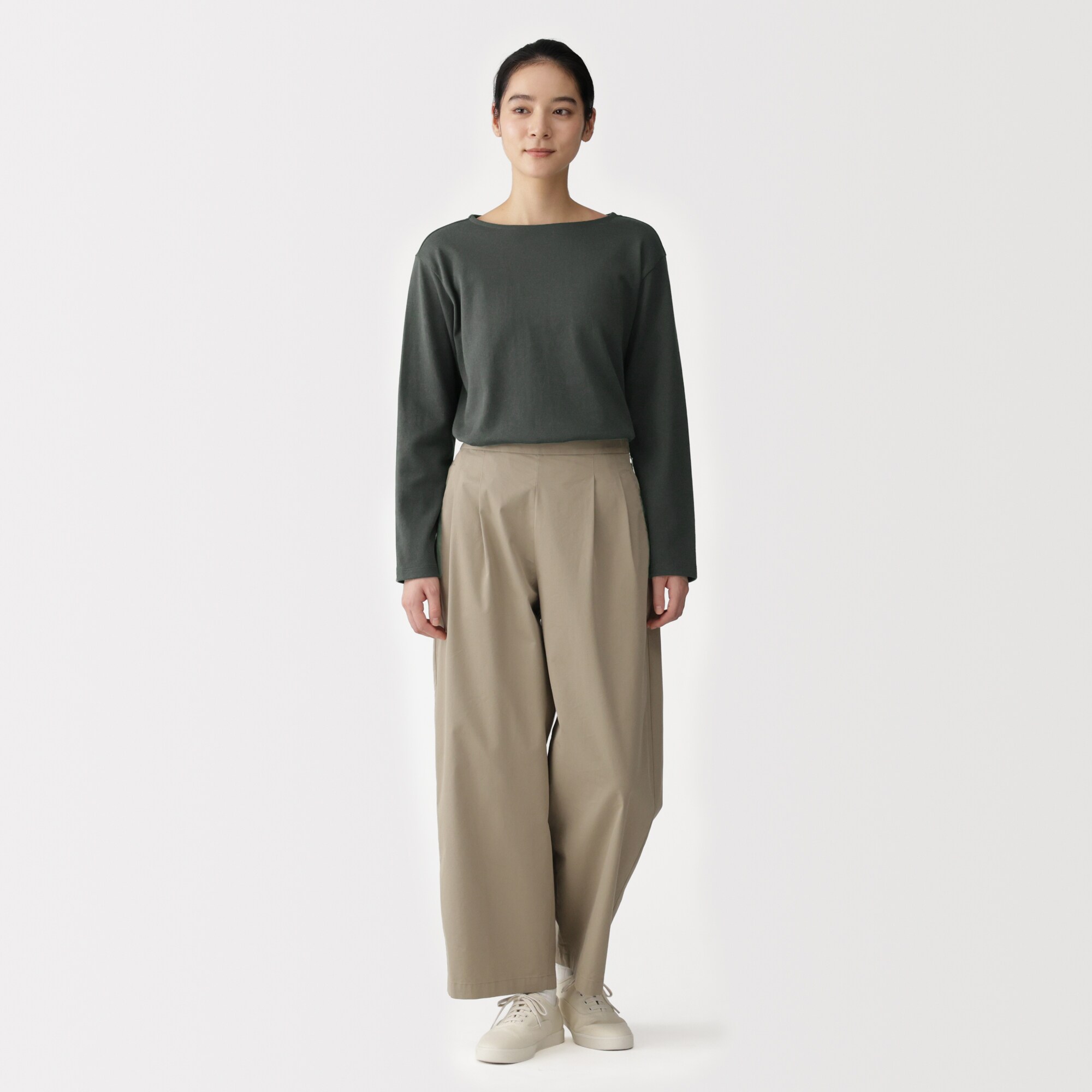 婦人　太番手ボートネック長袖Ｔシャツ