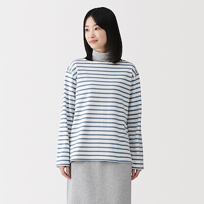 婦人　太番手ボートネック長袖Ｔシャツ