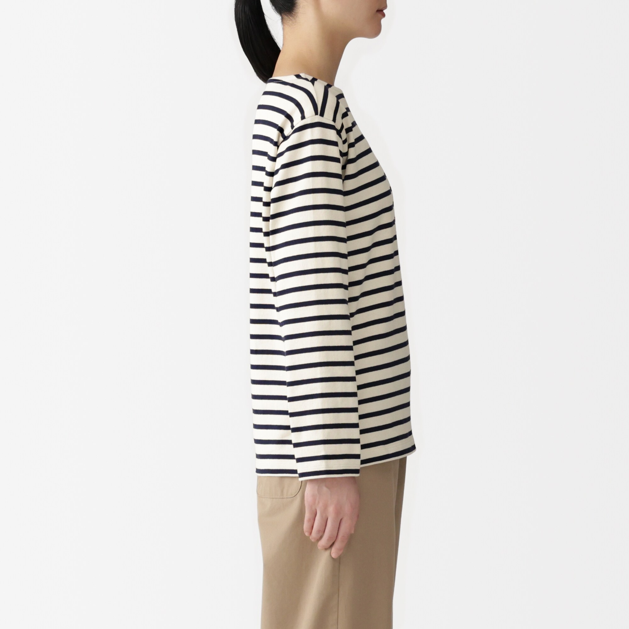 婦人　太番手ボートネック長袖Ｔシャツ