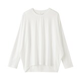 婦人　なめらか天竺編みクルーネック長袖プルオーバー