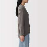 婦人　なめらか天竺編みクルーネック長袖プルオーバー