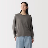 婦人　なめらか天竺編みクルーネック長袖プルオーバー