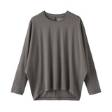 婦人　なめらか天竺編みクルーネック長袖プルオーバー