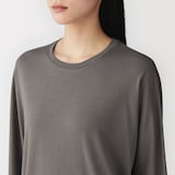 婦人　なめらか天竺編みクルーネック長袖プルオーバー