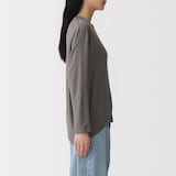 婦人　なめらか天竺編みクルーネック長袖プルオーバー