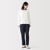 婦人　なめらか天竺編みクルーネック長袖プルオーバー