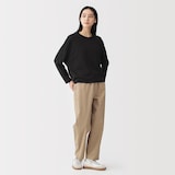 婦人　なめらか天竺編みクルーネック長袖プルオーバー