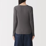 婦人　なめらかリブ編みヘンリーネック長袖Ｔシャツ