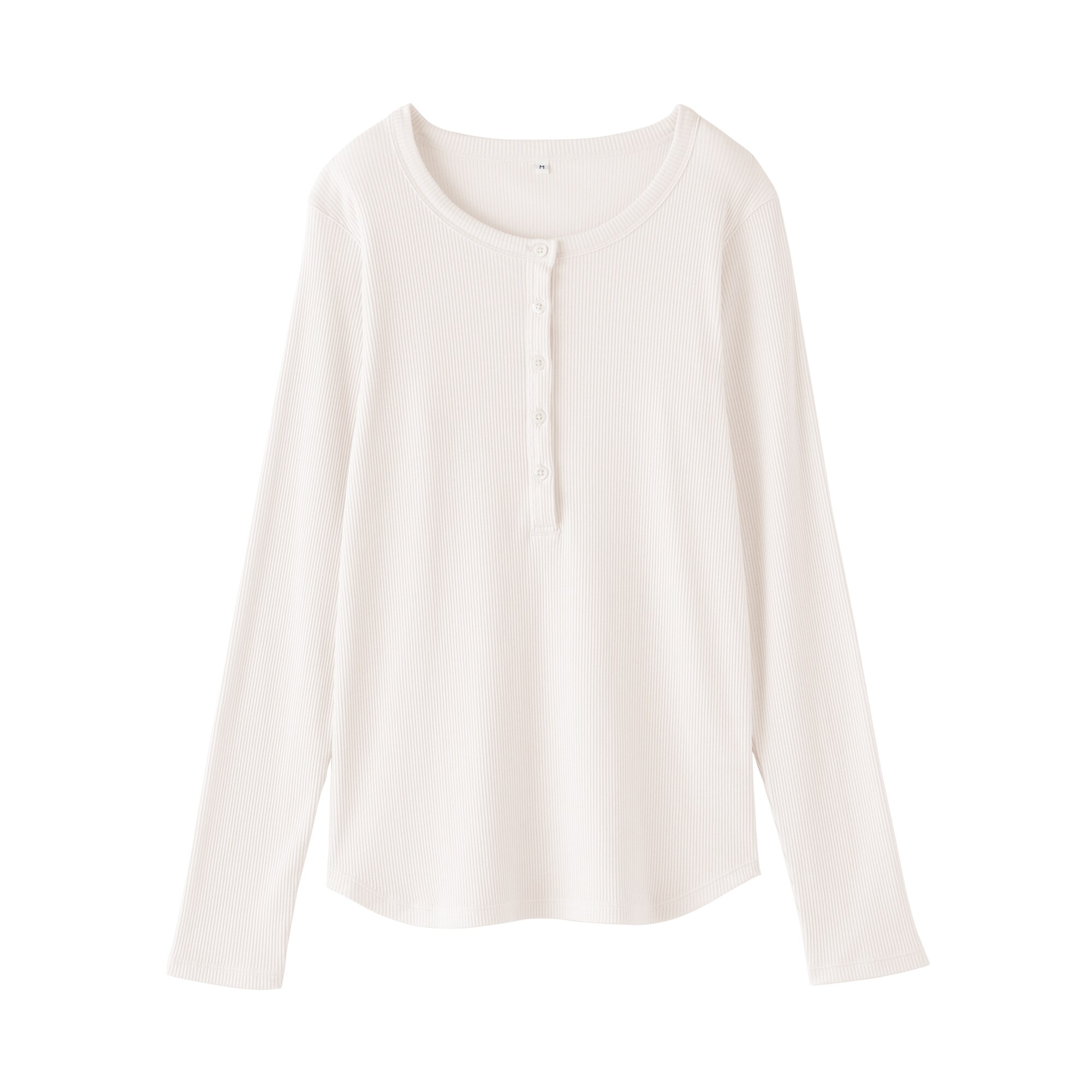 婦人　なめらかリブ編みヘンリーネック長袖Ｔシャツ