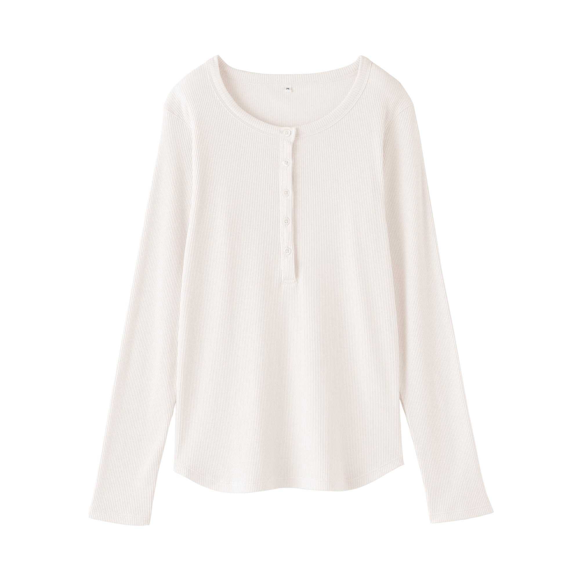 婦人　なめらかリブ編みヘンリーネック長袖Ｔシャツ