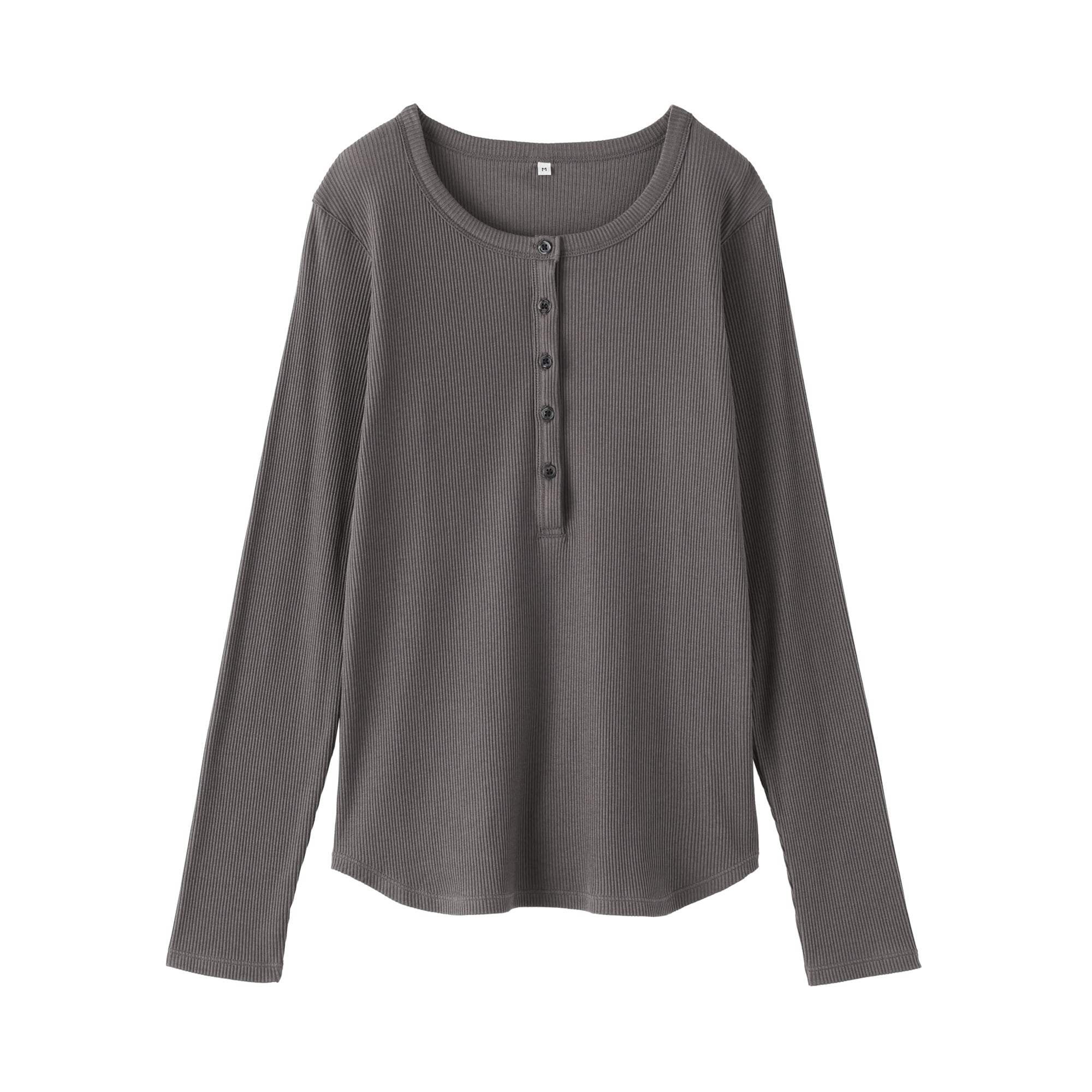 婦人　なめらかリブ編みヘンリーネック長袖Ｔシャツ