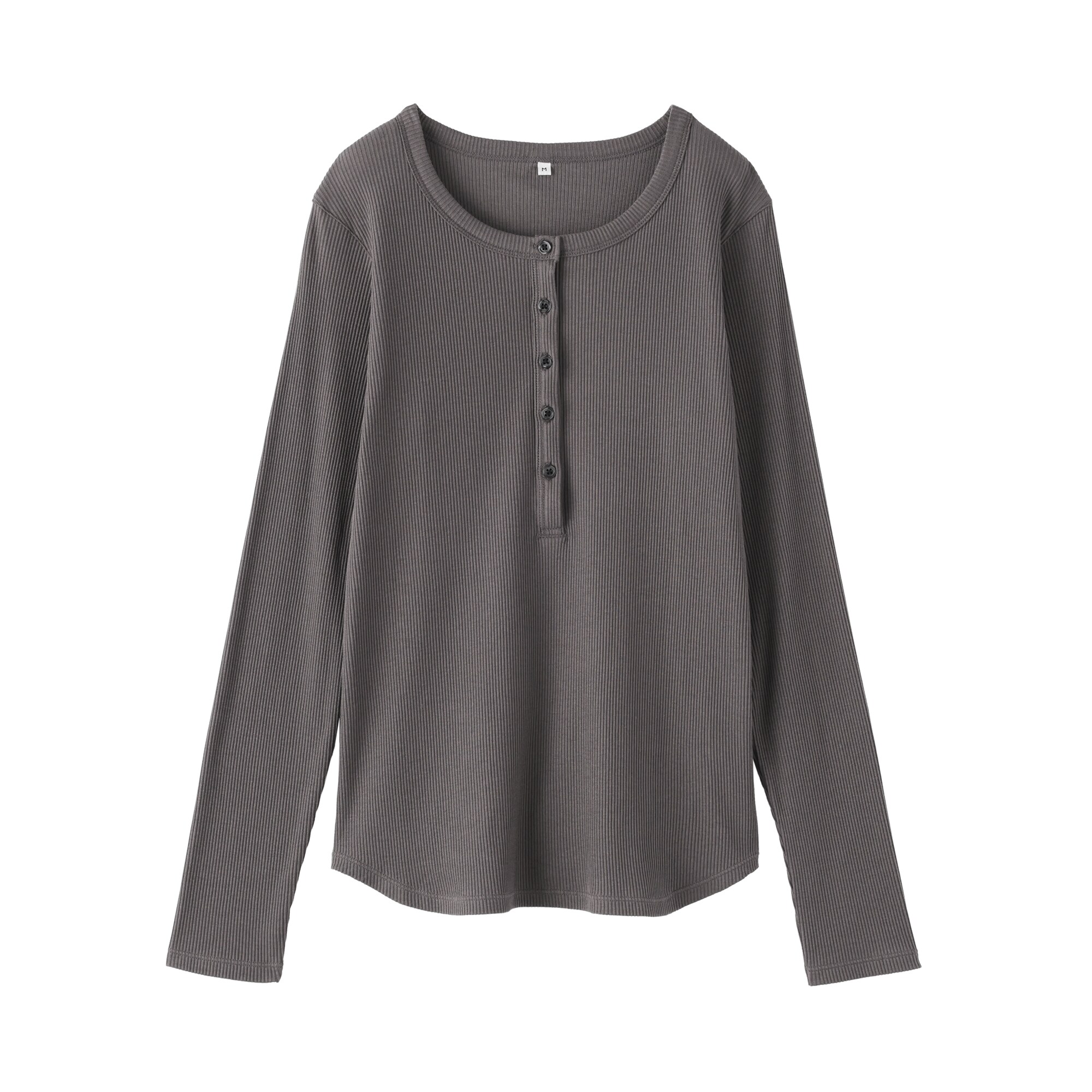 婦人　なめらかリブ編みヘンリーネック長袖Ｔシャツ