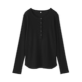 婦人　なめらかリブ編みヘンリーネック長袖Ｔシャツ