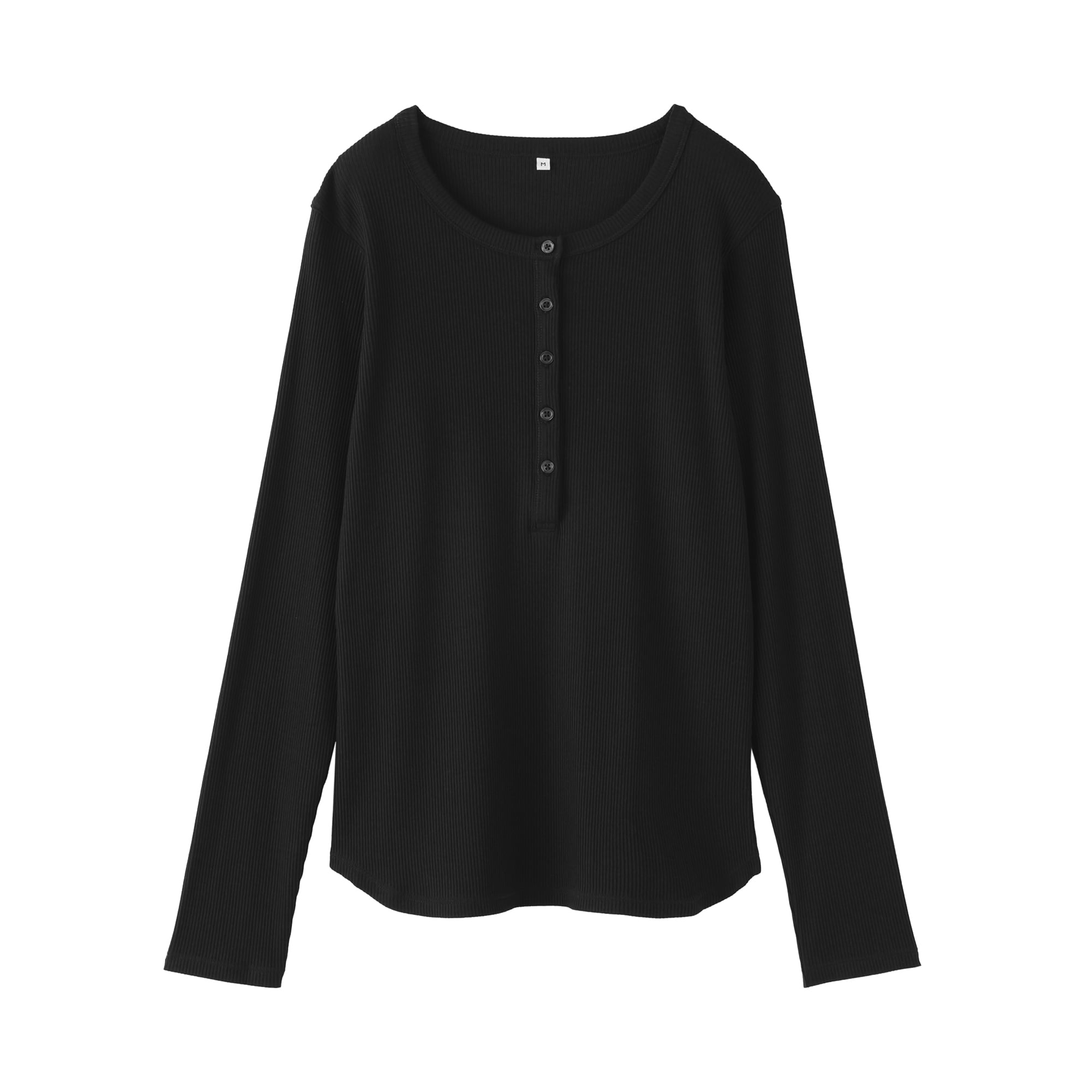 婦人 なめらかリブ編みヘンリーネック長袖Tシャツ | 無印良品