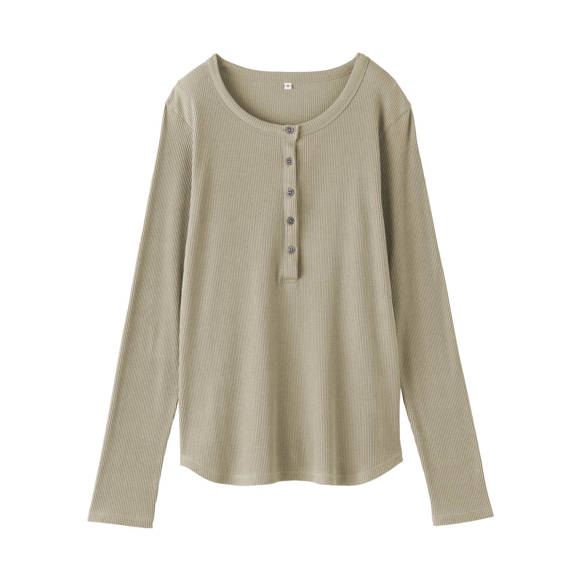 婦人　なめらかリブ編みヘンリーネック長袖Ｔシャツ