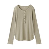 婦人　なめらかリブ編みヘンリーネック長袖Ｔシャツ