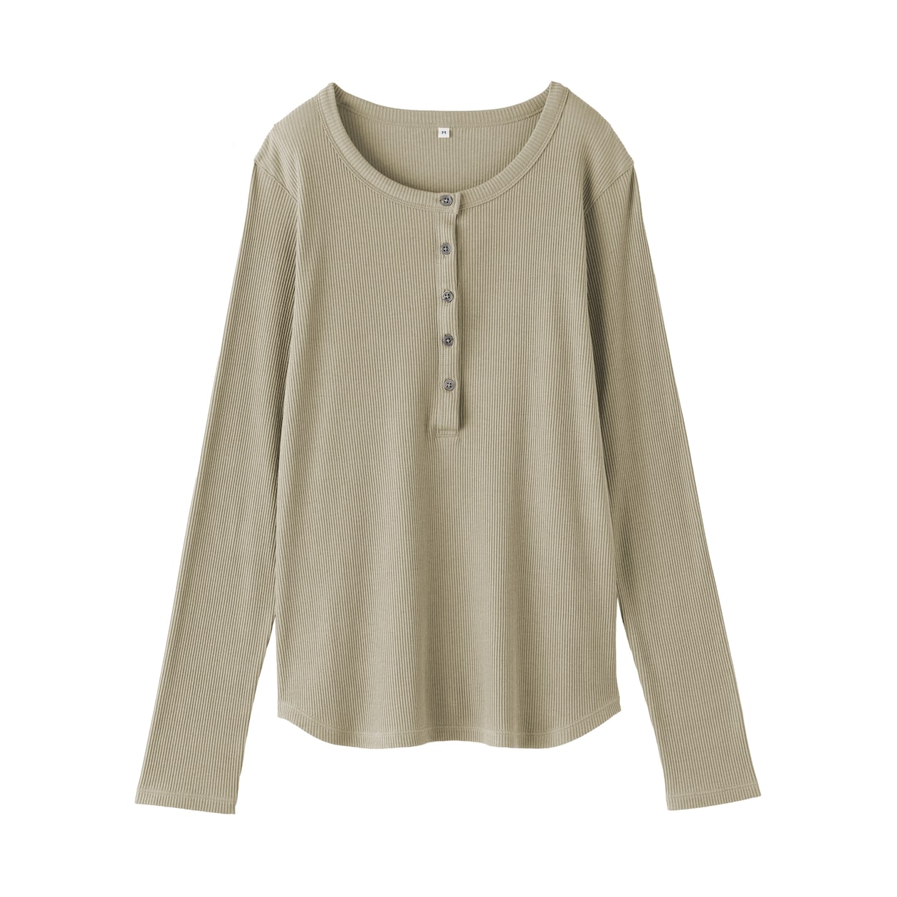婦人　なめらかリブ編みヘンリーネック長袖Ｔシャツ
