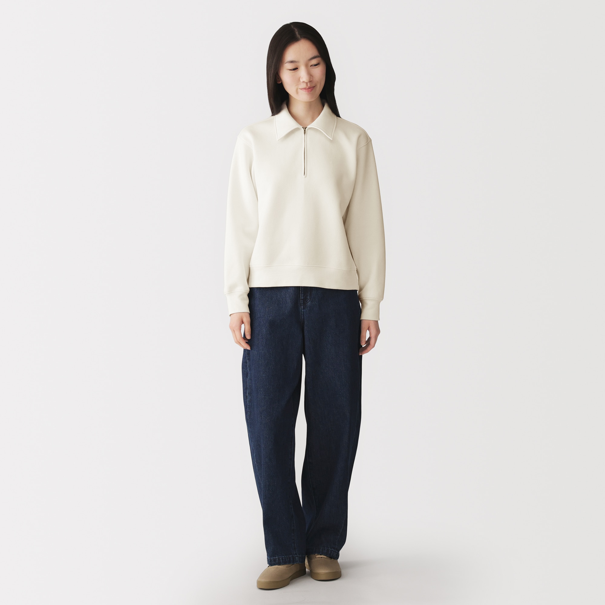 婦人　ハーフジップスウェットシャツ