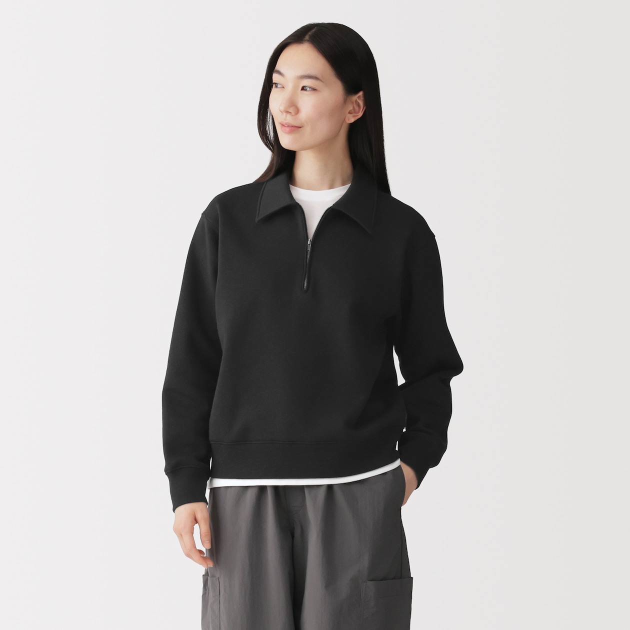 婦人　ハーフジップスウェットシャツ