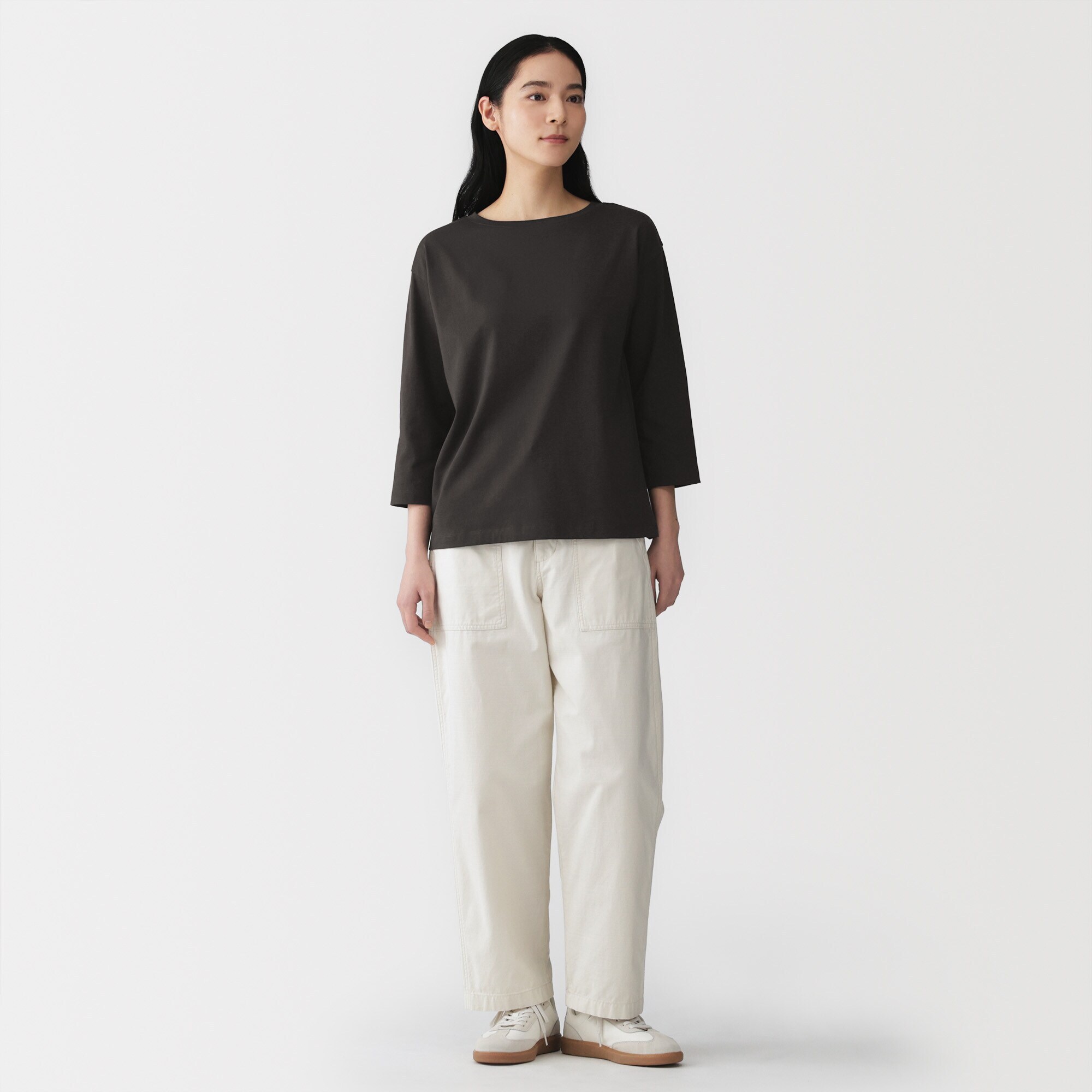 婦人　天竺編みボートネック七分袖Ｔシャツ（ＡＳＥＡＮ）