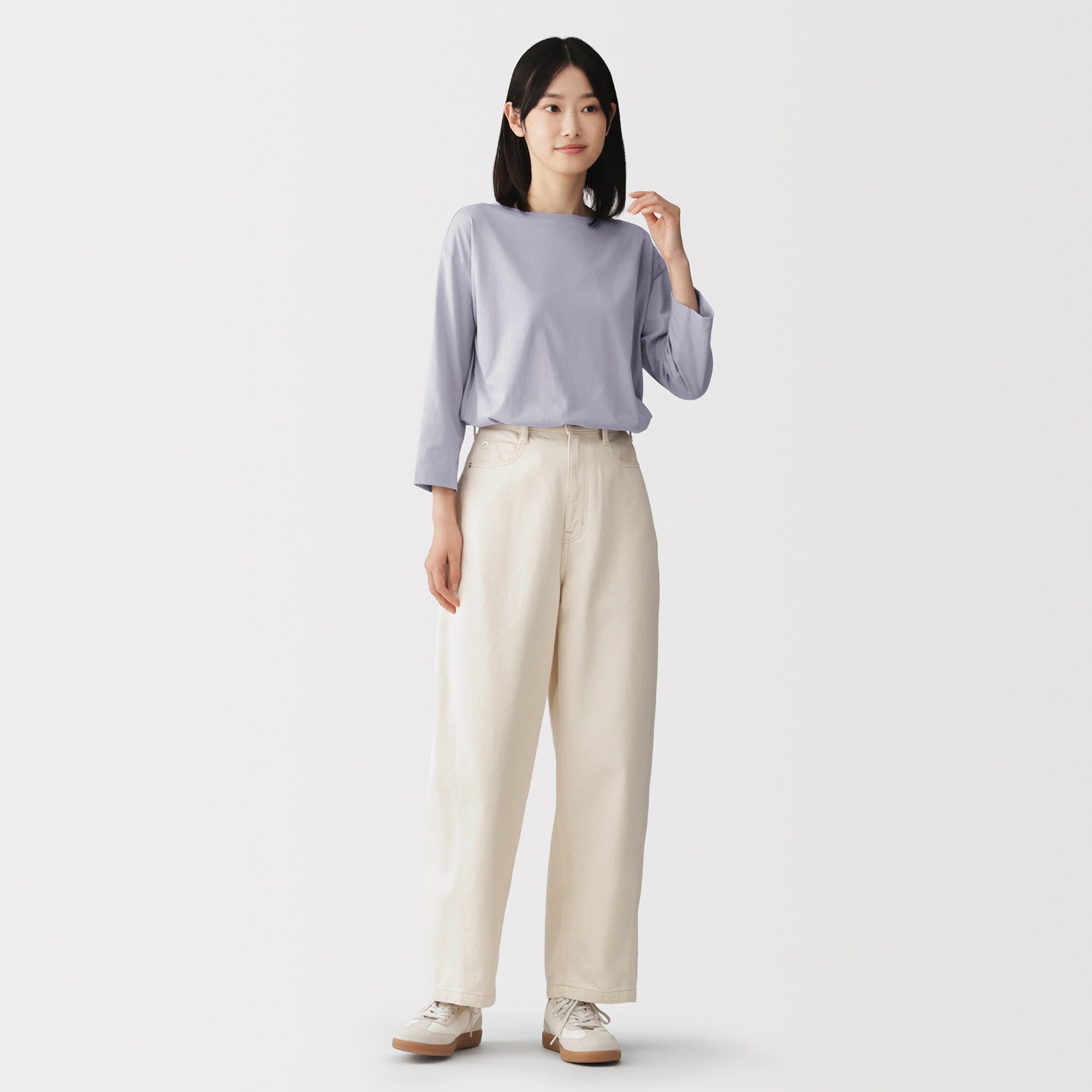 婦人　天竺編みボートネック七分袖Ｔシャツ（ＡＳＥＡＮ）