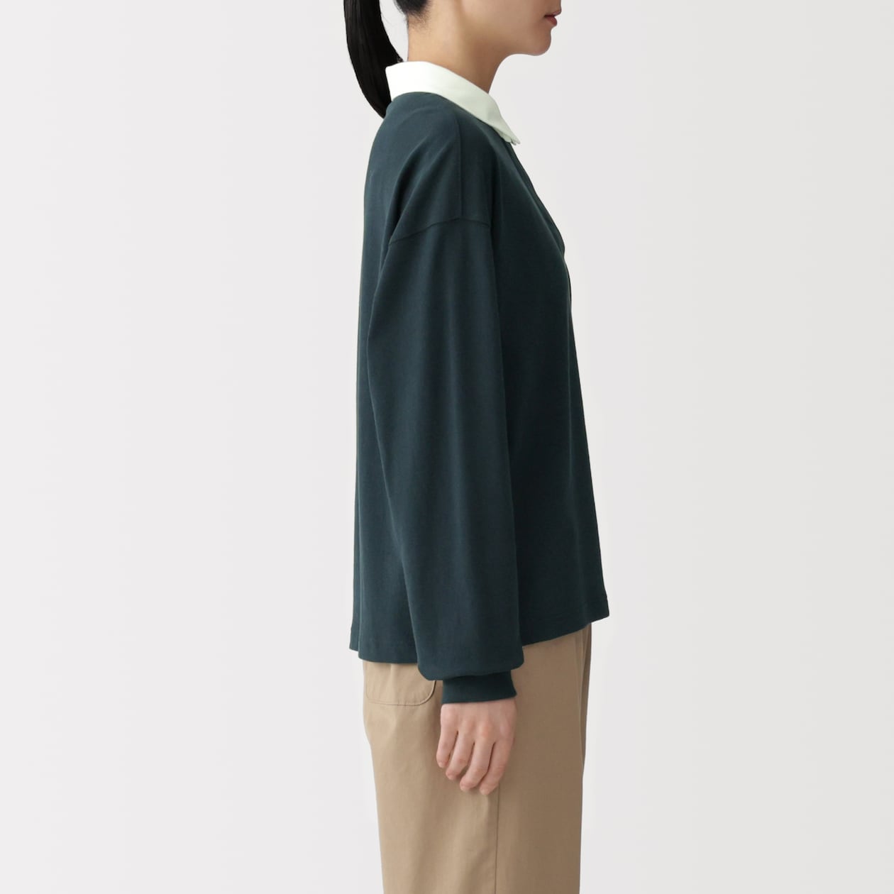 婦人　引き揃え天竺編み長袖ラガーシャツ