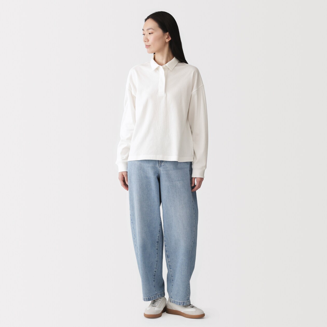 婦人　引き揃え天竺編み長袖ラガーシャツ