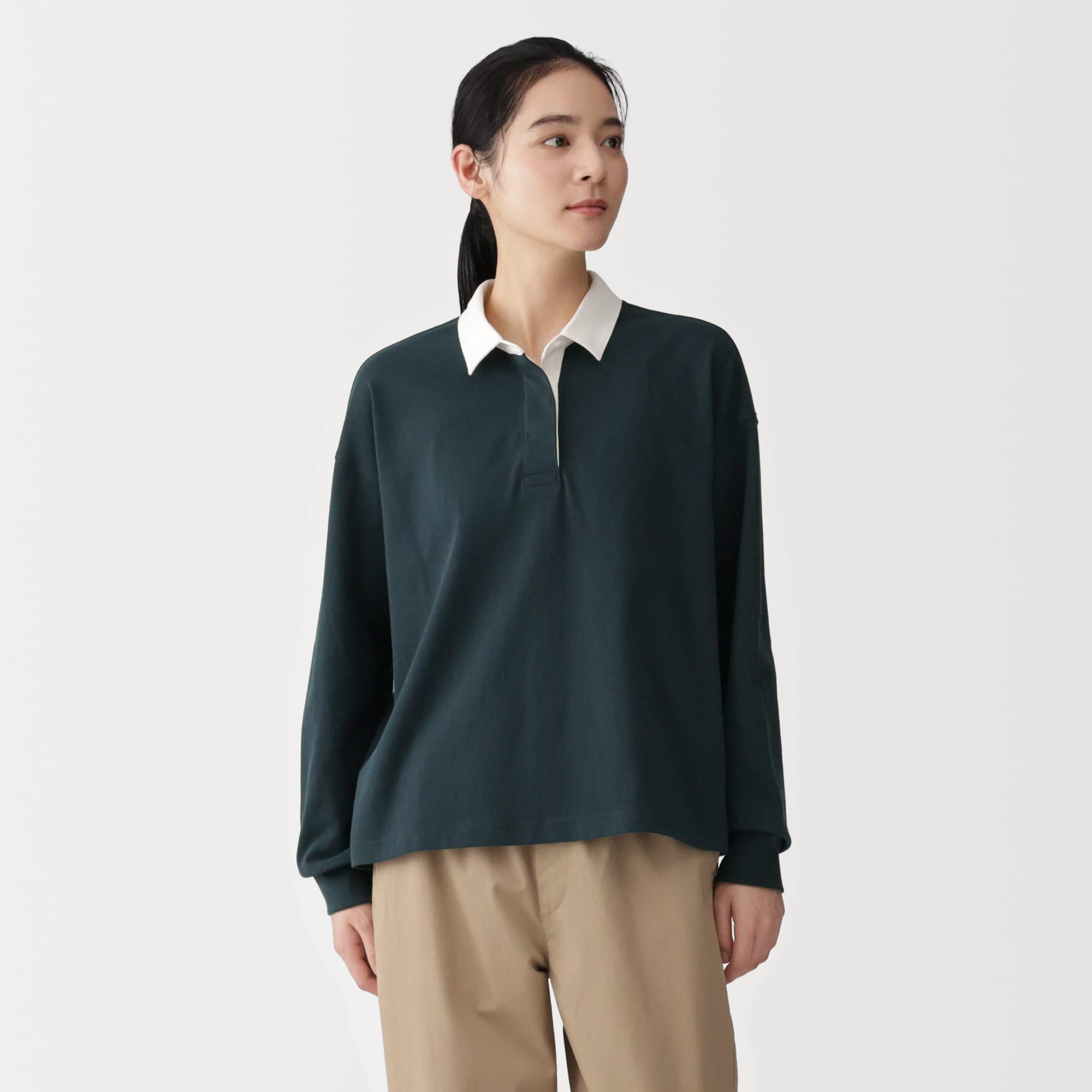 婦人 引き揃え天竺編み長袖ラガーシャツ | 無印良品