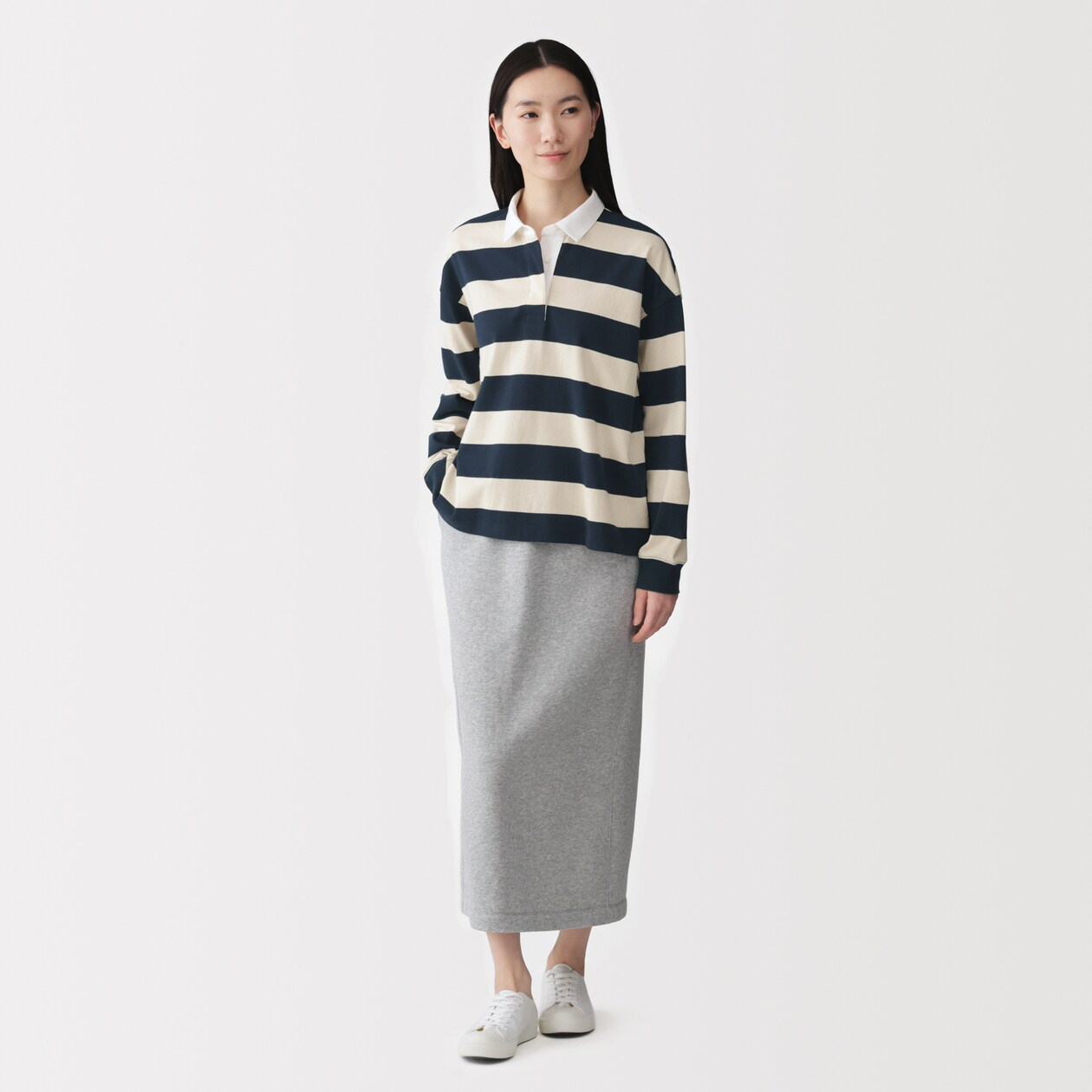 婦人　引き揃え天竺編み長袖ラガーシャツ