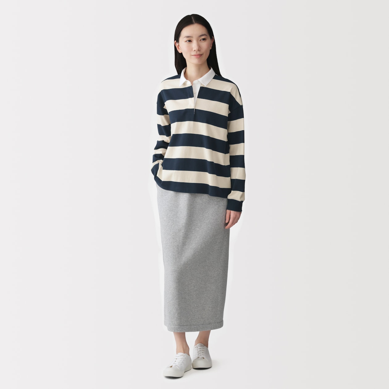 婦人　引き揃え天竺編み長袖ラガーシャツ