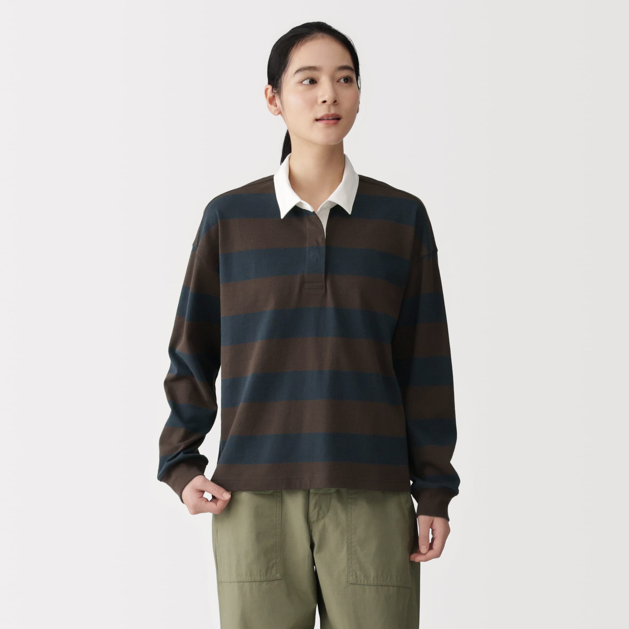 婦人 引き揃え天竺編み長袖ラガーシャツ | 無印良品