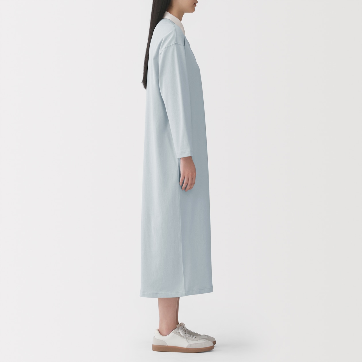 婦人　引き揃え天竺編み長袖ラガーワンピース