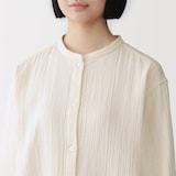 婦人　脇に縫い目のない　チーズクロスガーゼ長袖パジャマ　