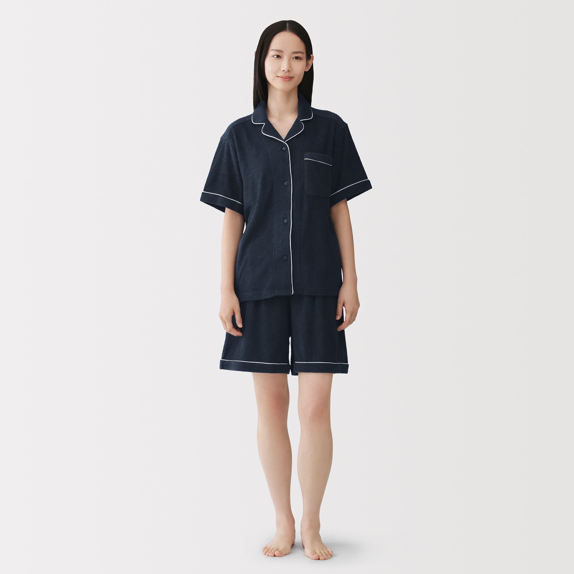 婦人　着るタオル　両面パイル　半袖パジャマ