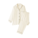 婦人　脇に縫い目のない　二重ガーゼ長袖パジャマ