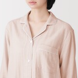 婦人　脇に縫い目のない　二重ガーゼ長袖パジャマ