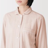 婦人　脇に縫い目のない　二重ガーゼ長袖パジャマ