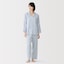 婦人　脇に縫い目のない　二重ガーゼ長袖パジャマ