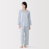 婦人　脇に縫い目のない　二重ガーゼ長袖パジャマ