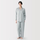 婦人　なめらかサテン　長袖パジャマ