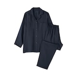 婦人　なめらかサテン　長袖パジャマ