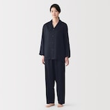 婦人　なめらかサテン　長袖パジャマ