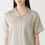 婦人　なめらかサテン　半袖パジャマ