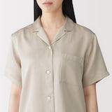 婦人　なめらかサテン　半袖パジャマ
