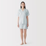 婦人　なめらかサテン　半袖パジャマ