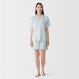 婦人　なめらかサテン　半袖パジャマ